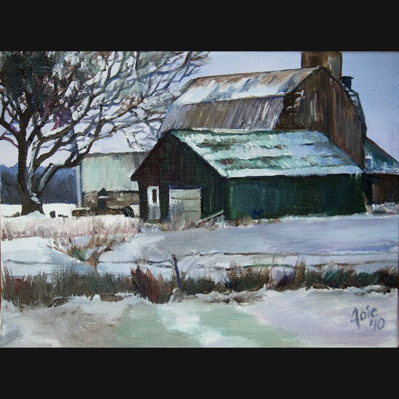 Snowy Green Barn